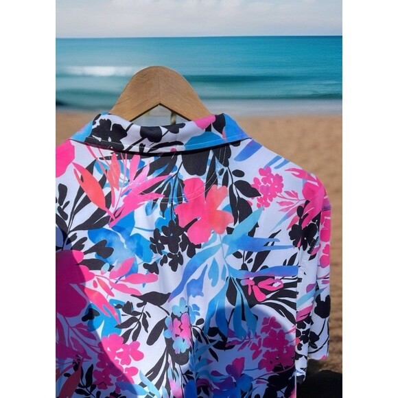 Chubbies The Bloom Slammer Performance Polo Colorful Floral Mens Large - Picture 2 of 12